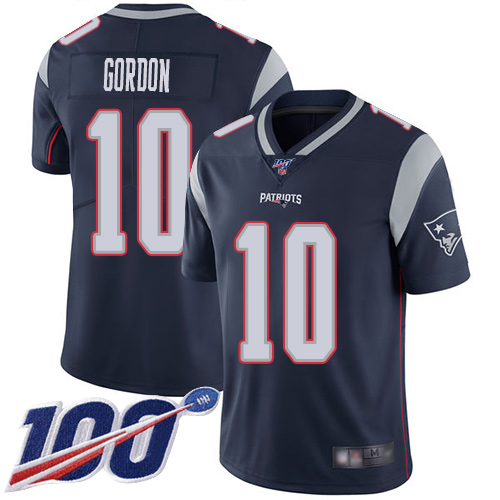 New England Patriots Football #10 100th Season Limited Navy Blue Men Josh Gordon Home NFL Jersey